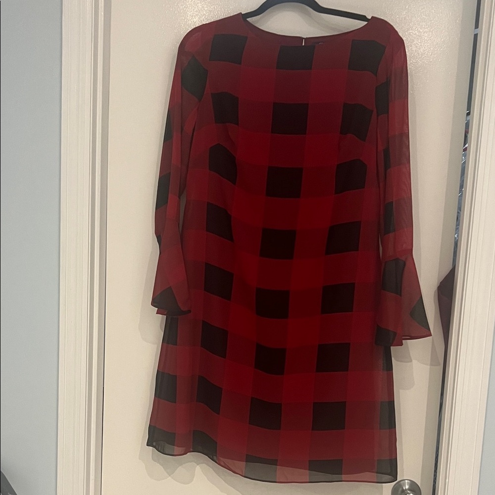Chaps 8 Plaid Red and Black Women's Dress